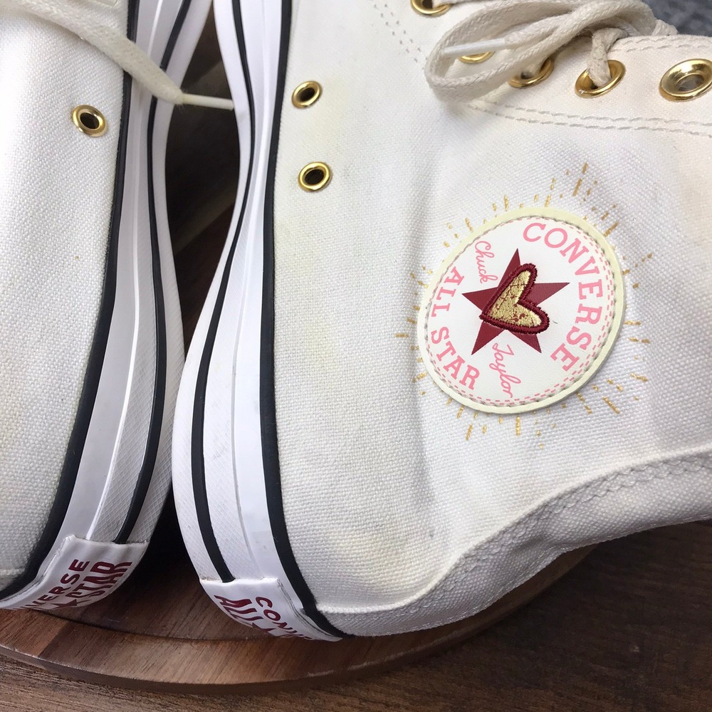 Converse Chuck Taylor All Star High Top Valentines Day Sneakers Women 10 White - Picture 12 of 16